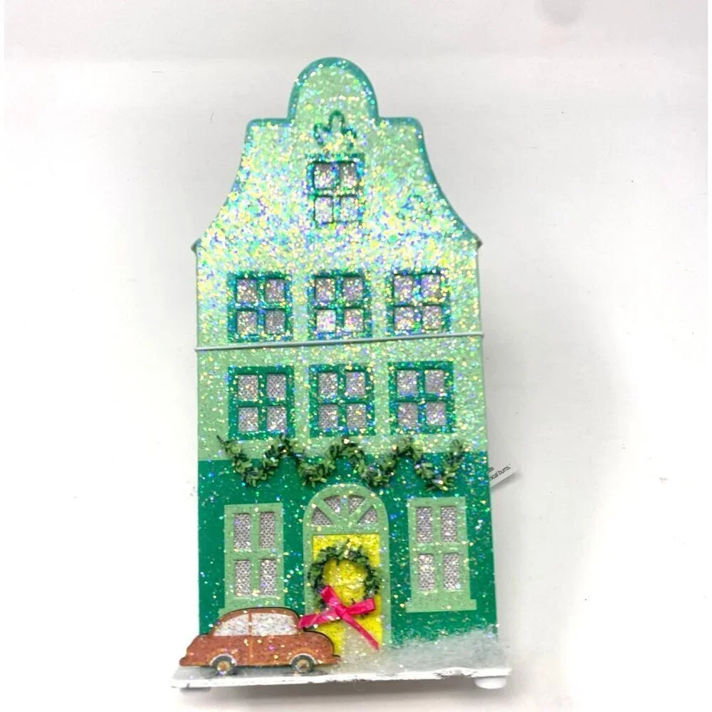 Target Lit LED Paper House Christmas Village Building Wondershop™ Green Glitter